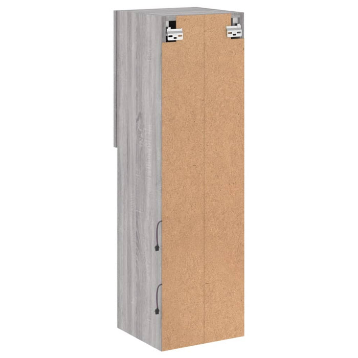 Comode TV cu lumini LED, 2 buc., gri sonoma, 30,5x30x102 cm - WALTI WALTI