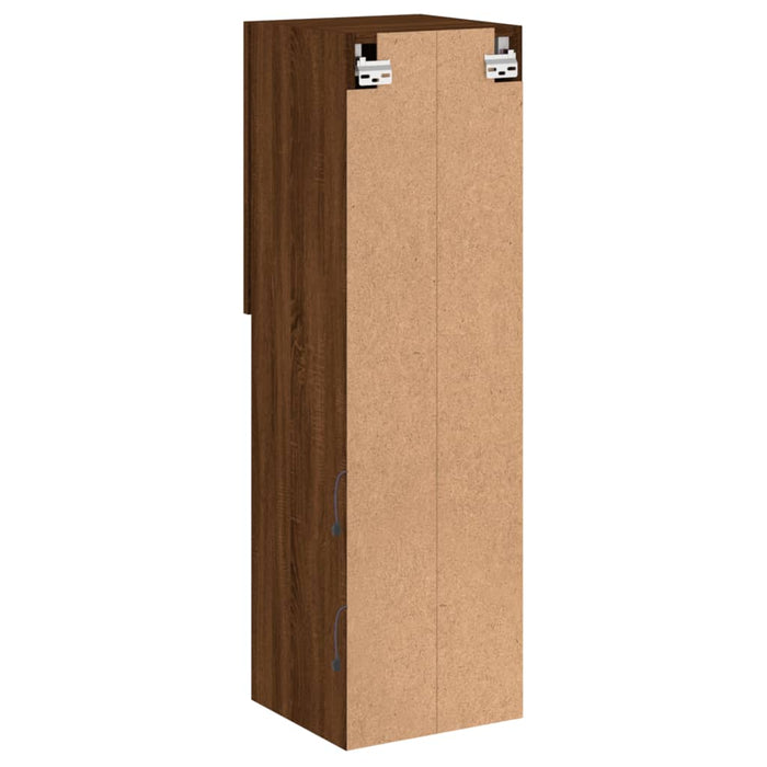 Comode TV cu lumini LED, 2 buc., stejar maro, 30,5x30x102 cm WALTI