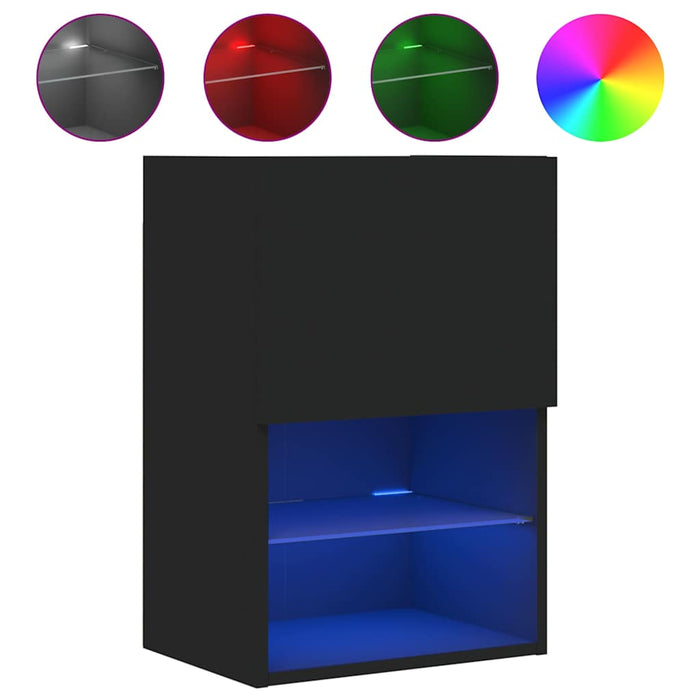 Comodă TV cu lumini LED, negru, 40,5x30x60 cm WALTI