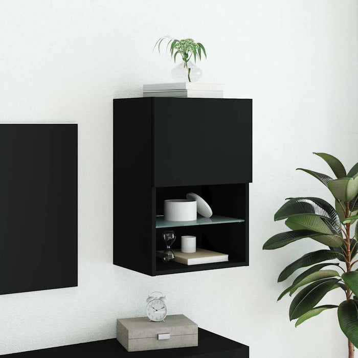 Comodă TV cu lumini LED, negru, 40,5x30x60 cm WALTI