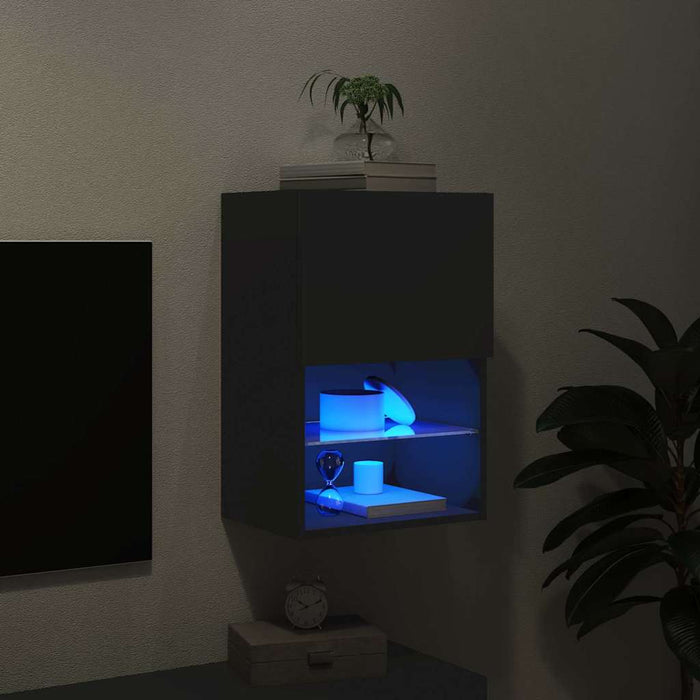 Comodă TV cu lumini LED, negru, 40,5x30x60 cm WALTI