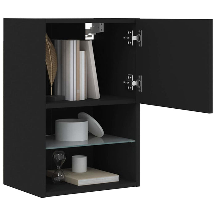 Comodă TV cu lumini LED, negru, 40,5x30x60 cm WALTI