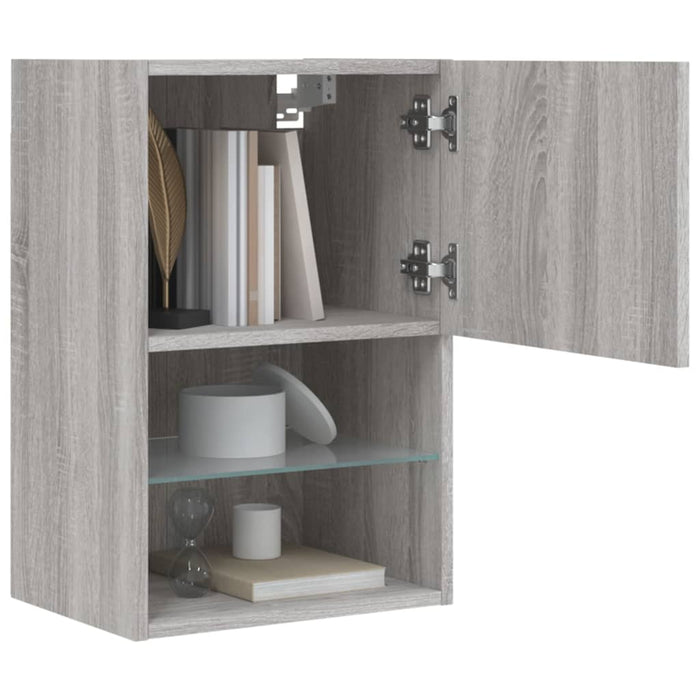 Comodă TV cu lumini LED, gri sonoma, 40,5x30x60 cm WALTI