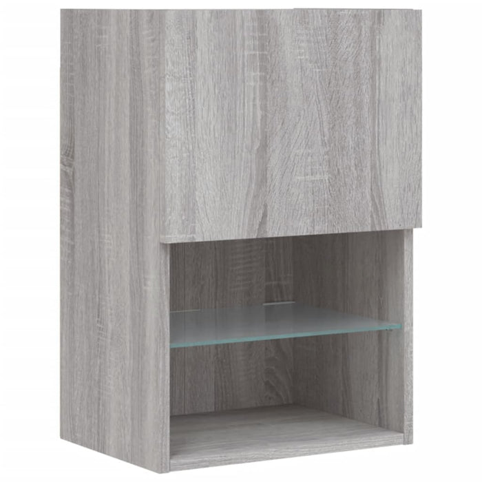 Comodă TV cu lumini LED, gri sonoma, 40,5x30x60 cm WALTI