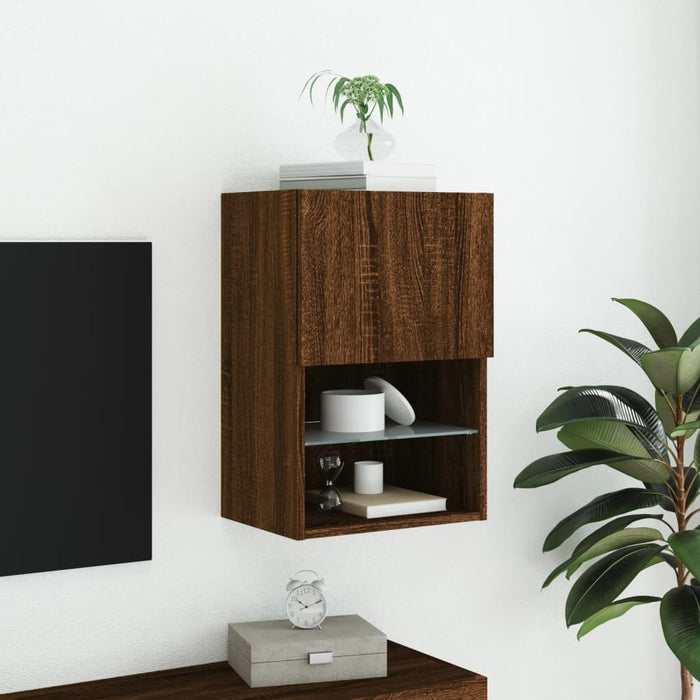 Comodă TV cu lumini LED, stejar maro, 40,5x30x60 cm - WALTI WALTI