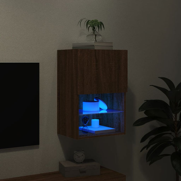 Comodă TV cu lumini LED, stejar maro, 40,5x30x60 cm - WALTI WALTI
