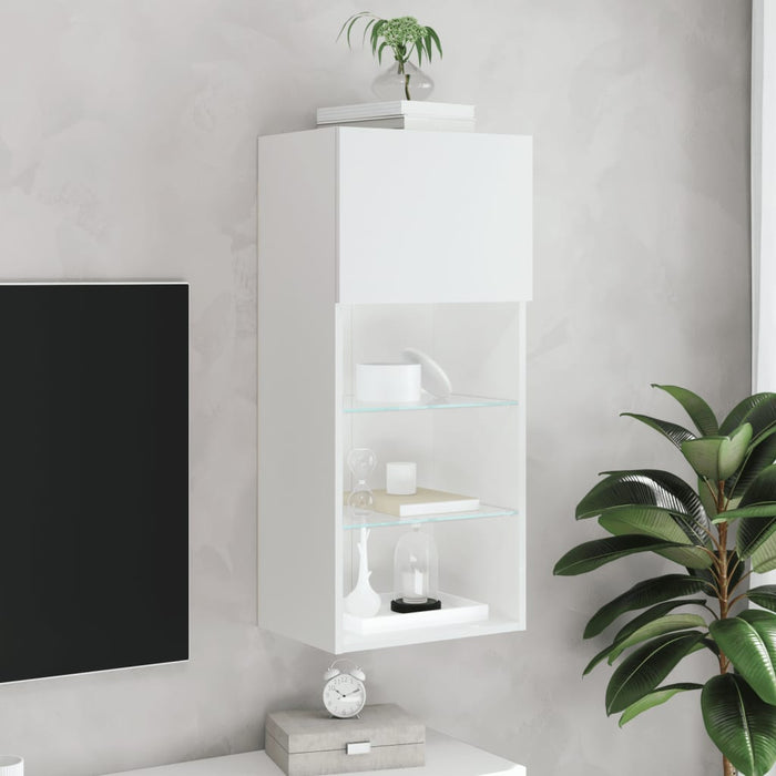 Comodă TV cu lumini LED, alb, 40,5x30x90 cm - WALTI WALTI