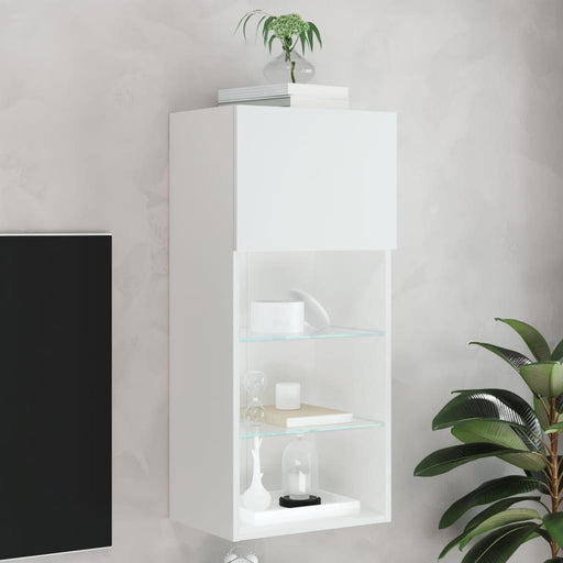 Comodă TV cu lumini LED, alb, 40,5x30x90 cm - WALTI WALTI