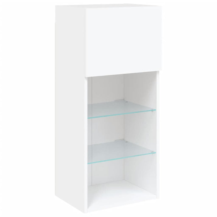 Comode TV cu lumini LED, 2 buc., alb, 40,5x30x90 cm - WALTI WALTI