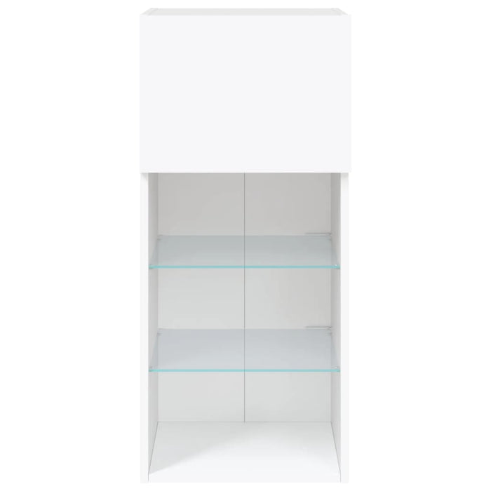Comode TV cu lumini LED, 2 buc., alb, 40,5x30x90 cm - WALTI WALTI