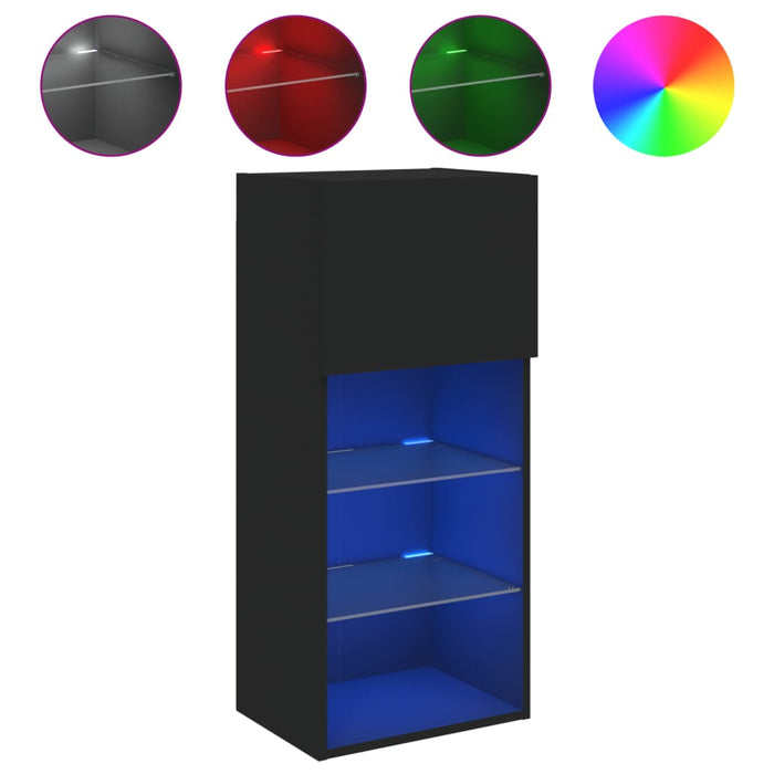 Comodă TV cu lumini LED, negru, 40,5x30x90 cm WALTI