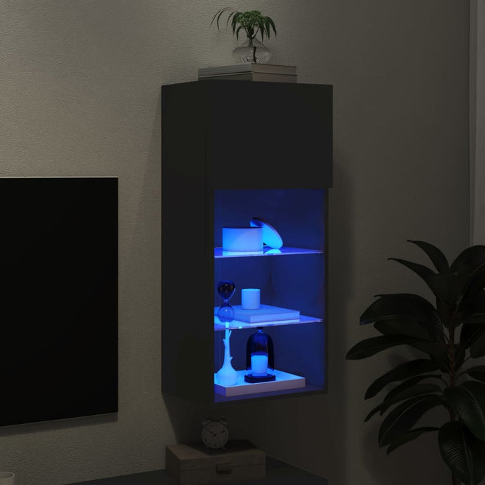 Comodă TV cu lumini LED, negru, 40,5x30x90 cm WALTI