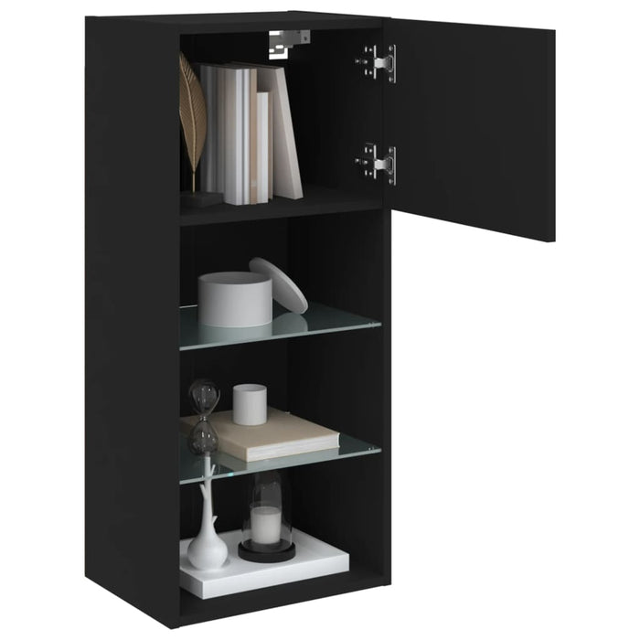 Comodă TV cu lumini LED, negru, 40,5x30x90 cm WALTI