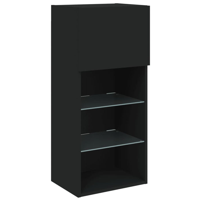 Comodă TV cu lumini LED, negru, 40,5x30x90 cm WALTI