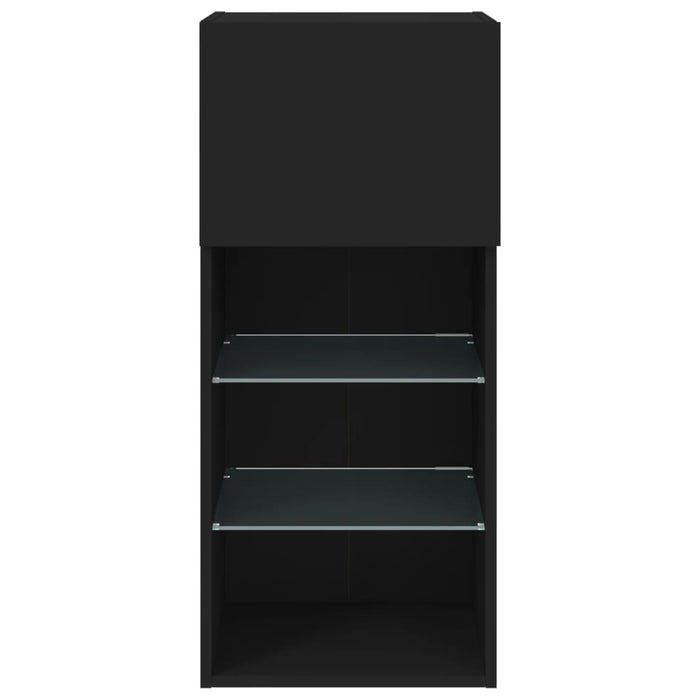 Comodă TV cu lumini LED, negru, 40,5x30x90 cm WALTI