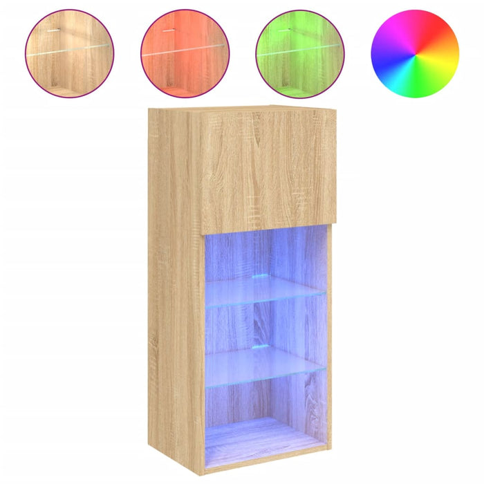 Comodă TV cu lumini LED, stejar sonoma, 40,5x30x90 cm - WALTI WALTI