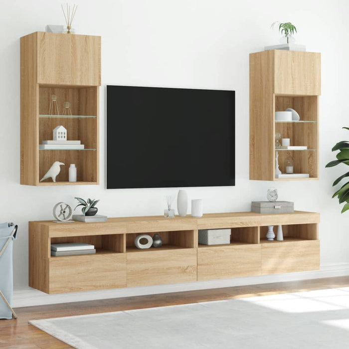 Comodă TV cu lumini LED, stejar sonoma, 40,5x30x90 cm - WALTI WALTI