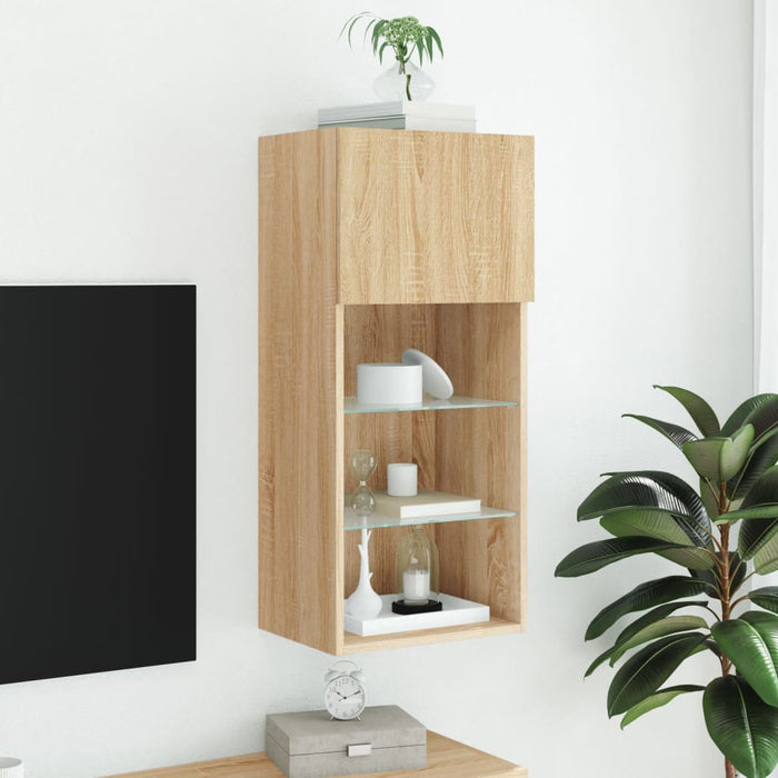 Comodă TV cu lumini LED, stejar sonoma, 40,5x30x90 cm - WALTI WALTI