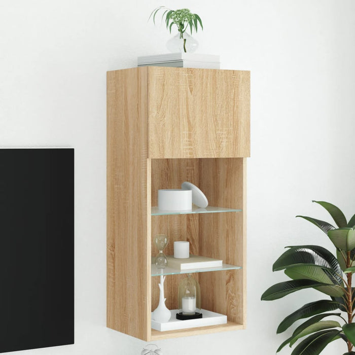 Comodă TV cu lumini LED, stejar sonoma, 40,5x30x90 cm - WALTI WALTI