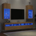 Comode TV cu lumini LED, 2 buc., stejar sonoma, 40,5x30x90 cm - WALTI WALTI