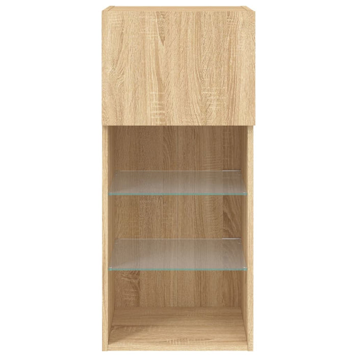 Comode TV cu lumini LED, 2 buc., stejar sonoma, 40,5x30x90 cm - WALTI WALTI