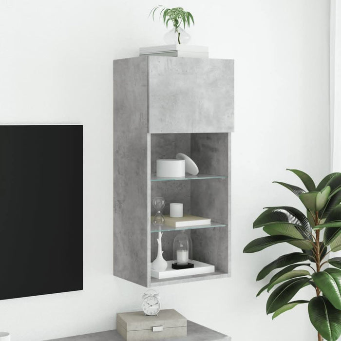 Comodă TV cu lumini LED, gri beton, 40,5x30x90 cm - WALTI WALTI