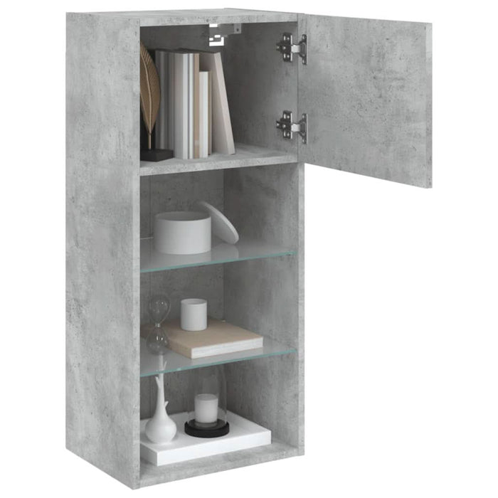 Comodă TV cu lumini LED, gri beton, 40,5x30x90 cm - WALTI WALTI