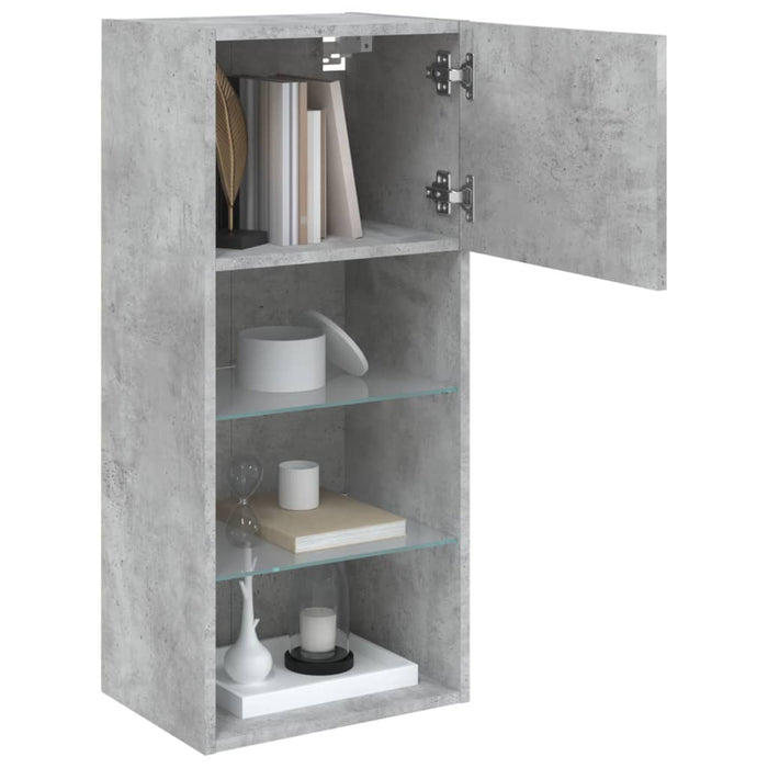 Comode TV cu lumini LED, 2 buc., gri beton, 40,5x30x90 cm - WALTI WALTI