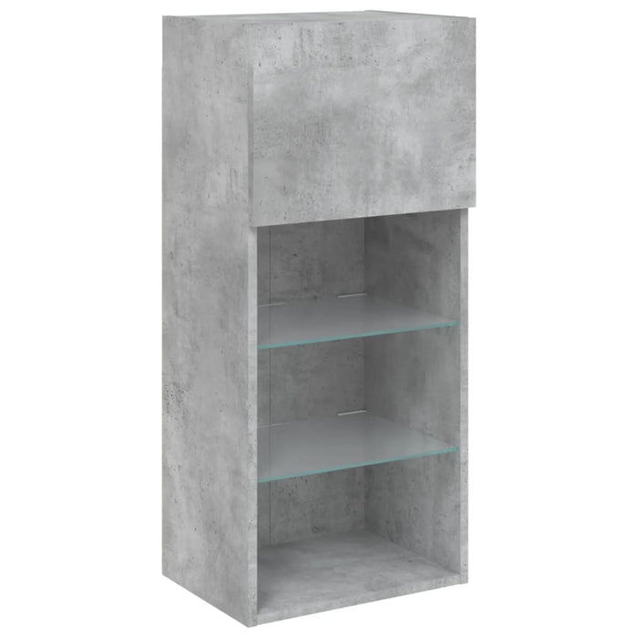 Comode TV cu lumini LED, 2 buc., gri beton, 40,5x30x90 cm - WALTI WALTI