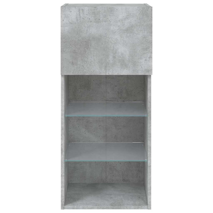 Comode TV cu lumini LED, 2 buc., gri beton, 40,5x30x90 cm - WALTI WALTI