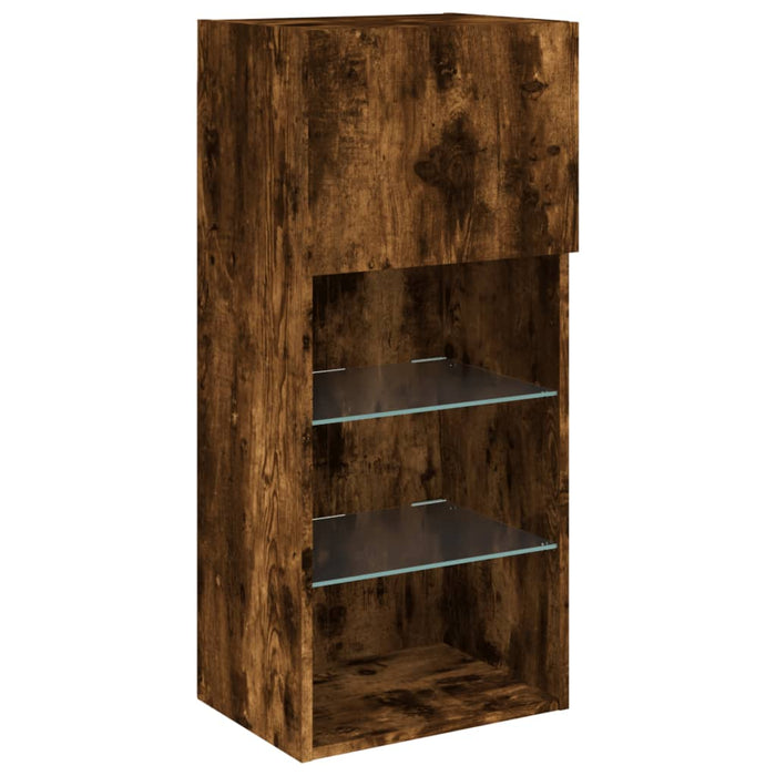 Comode TV cu lumini LED, stejar fumuriu, 40,5x30x90 cm - WALTI WALTI