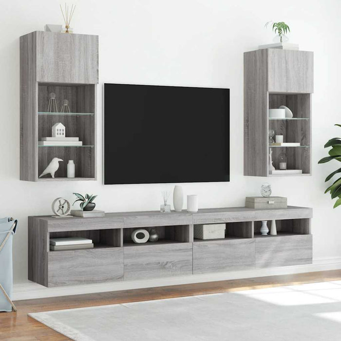 Comodă TV cu lumini LED, gri sonoma, 40,5x30x90 cm - WALTI WALTI