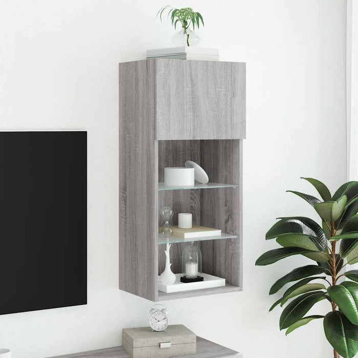 Comodă TV cu lumini LED, gri sonoma, 40,5x30x90 cm - WALTI WALTI