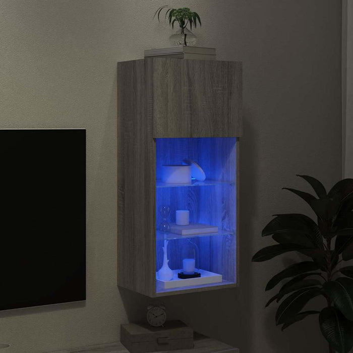 Comodă TV cu lumini LED, gri sonoma, 40,5x30x90 cm - WALTI WALTI
