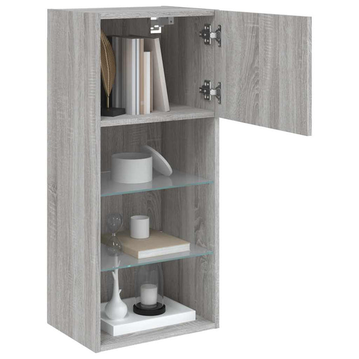 Comodă TV cu lumini LED, gri sonoma, 40,5x30x90 cm - WALTI WALTI