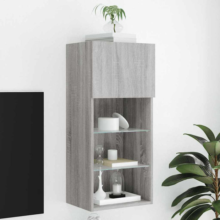 Comodă TV cu lumini LED, gri sonoma, 40,5x30x90 cm - WALTI WALTI