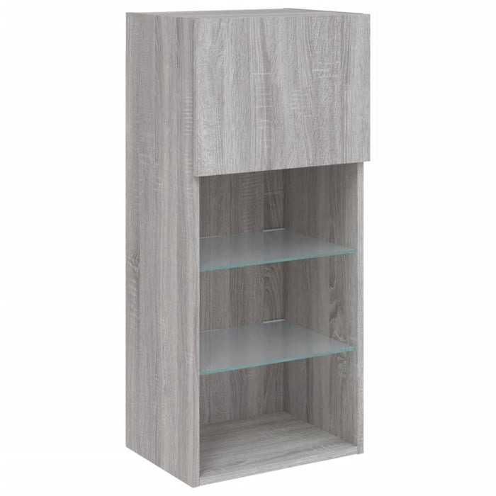 Comode TV cu lumini LED, 2 buc., gri sonoma, 40,5x30x90 cm - WALTI WALTI