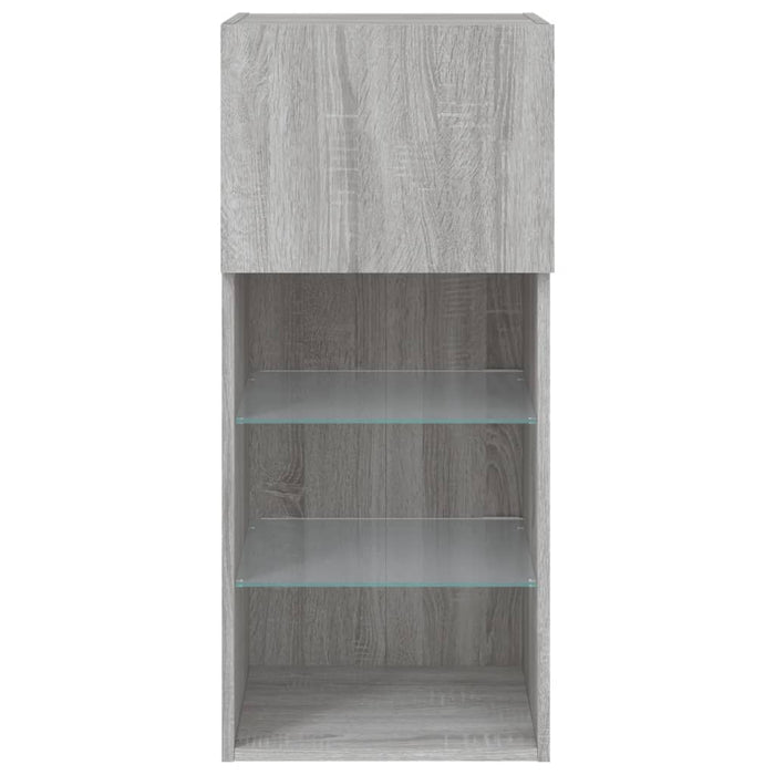 Comode TV cu lumini LED, 2 buc., gri sonoma, 40,5x30x90 cm - WALTI WALTI