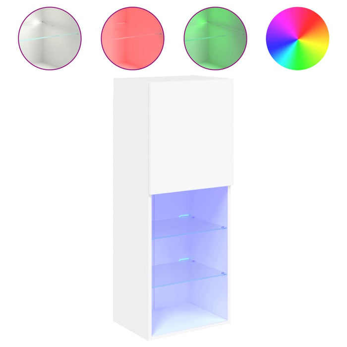 Comodă TV cu lumini LED, alb, 40,5x30x102 cm - WALTI WALTI