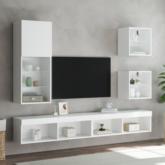 Comodă TV cu lumini LED, alb, 40,5x30x102 cm - WALTI WALTI