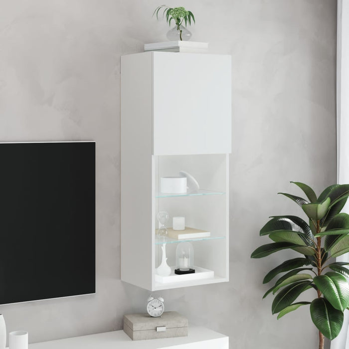 Comodă TV cu lumini LED, alb, 40,5x30x102 cm - WALTI WALTI