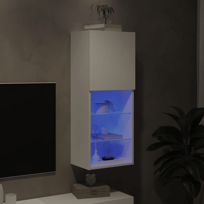 Comodă TV cu lumini LED, alb, 40,5x30x102 cm - WALTI WALTI