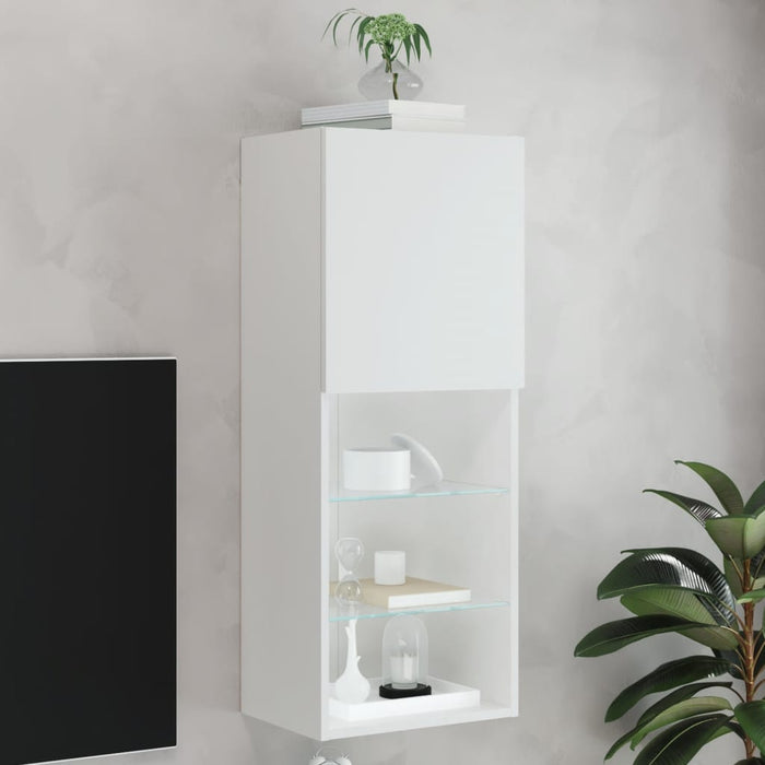 Comodă TV cu lumini LED, alb, 40,5x30x102 cm - WALTI WALTI