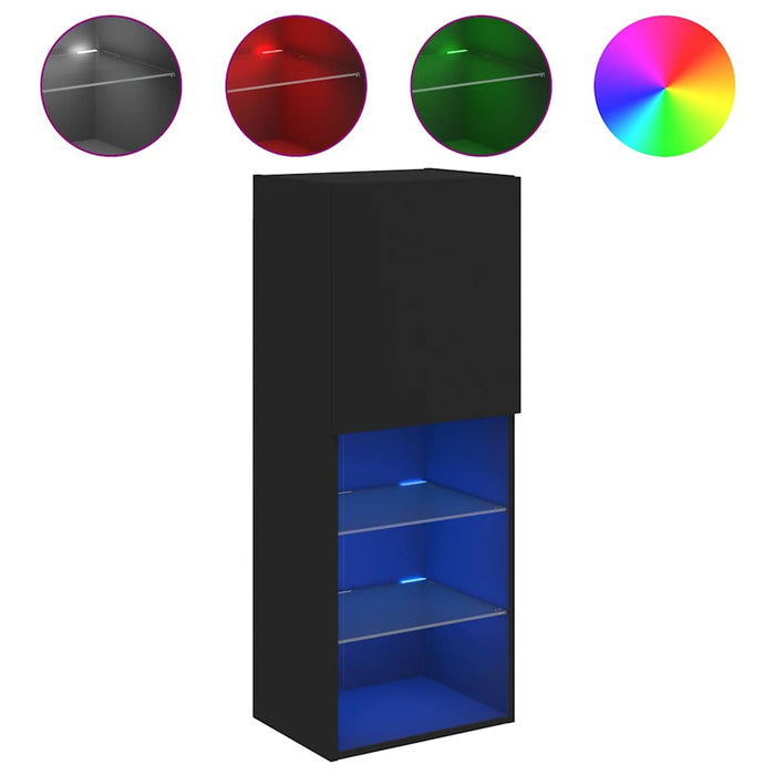 Comodă TV cu lumini LED, negru, 40,5x30x102 cm - WALTI WALTI