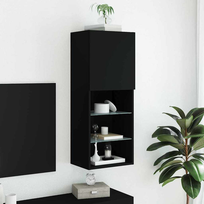 Comodă TV cu lumini LED, negru, 40,5x30x102 cm - WALTI WALTI
