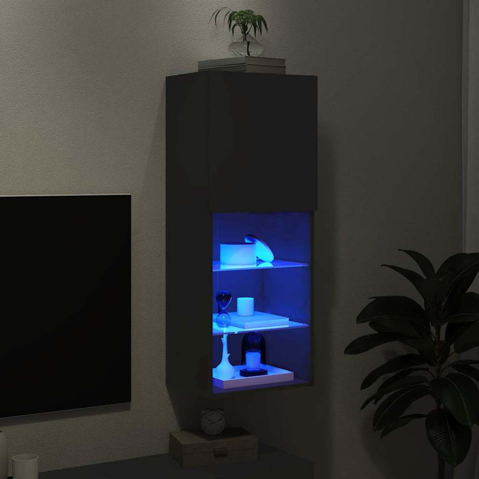 Comodă TV cu lumini LED, negru, 40,5x30x102 cm - WALTI WALTI