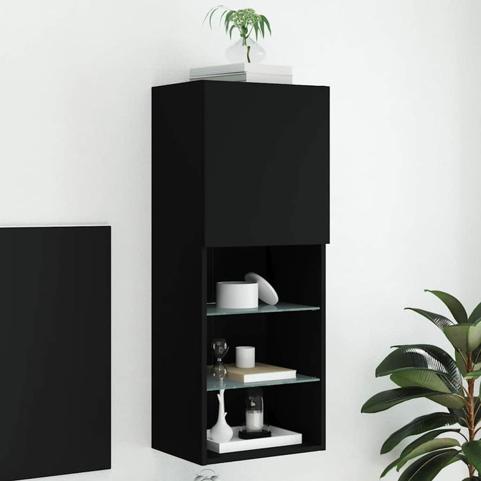 Comodă TV cu lumini LED, negru, 40,5x30x102 cm - WALTI WALTI