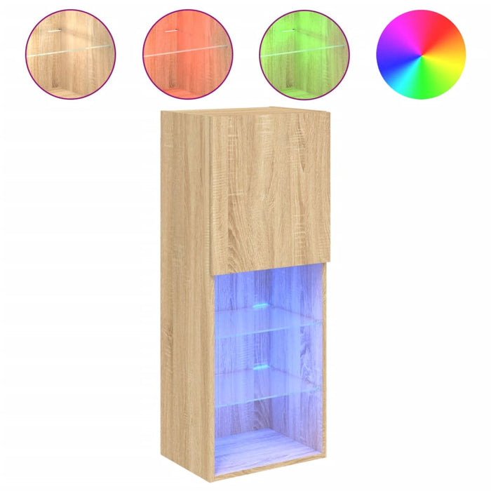 Comodă TV cu lumini LED, stejar sonoma, 40,5x30x102 cm - WALTI WALTI