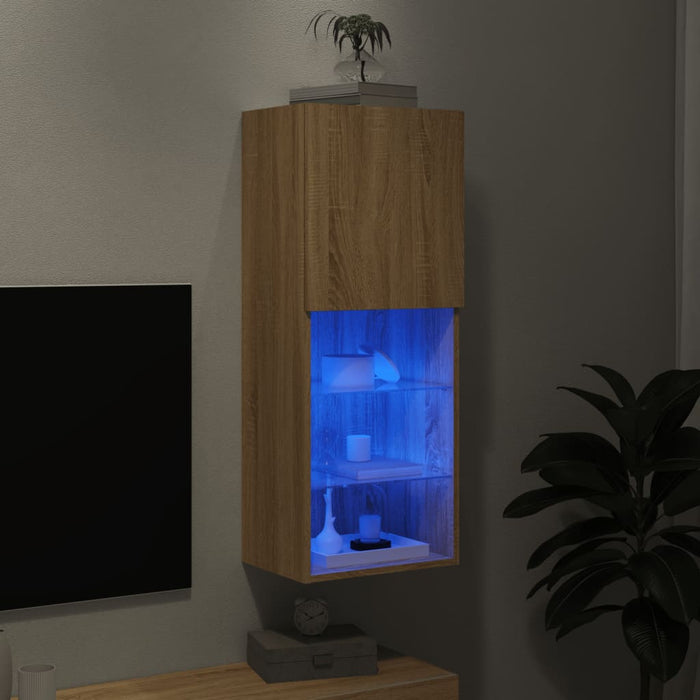 Comodă TV cu lumini LED, stejar sonoma, 40,5x30x102 cm - WALTI WALTI
