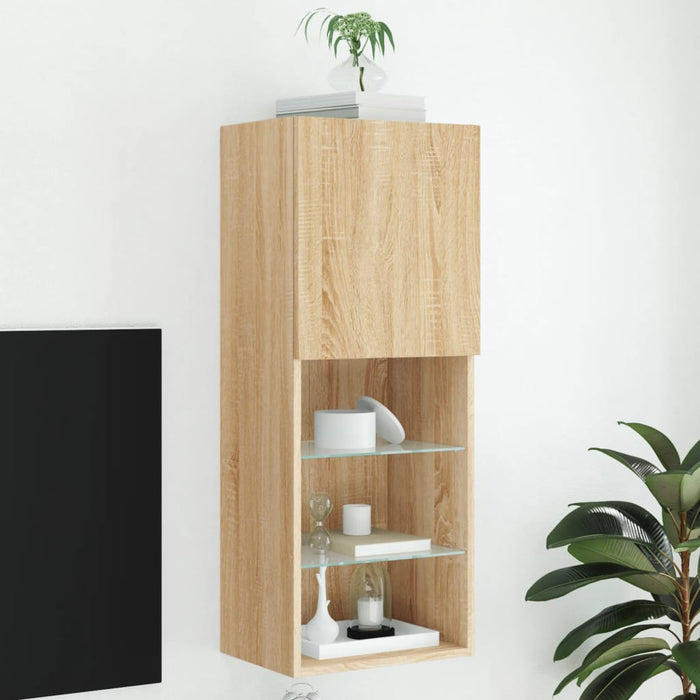 Comodă TV cu lumini LED, stejar sonoma, 40,5x30x102 cm - WALTI WALTI
